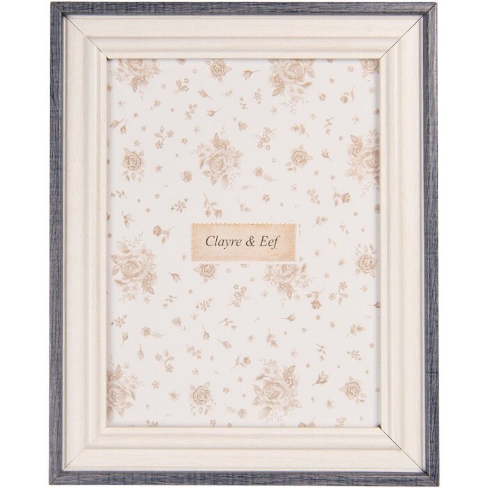 Clayre & Eef 2F1226L Bilderrahmen Weiß Blau 19x24 cm für 15x20 cm Fotos