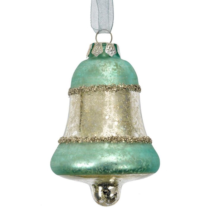 Clayre & Eef 6GL4710BL Стеклянный рождественский кулон голубой Ø 5x9 см Стиль кантри