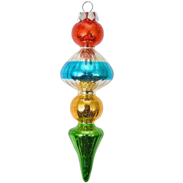 Clayre & Eef 6GL4713 Weihnachtsanhänger Glas Ø 5x16 cm Mehrfarbig Landhausstil