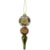 Clayre & Eef 6GL4715 Weihnachtsanhänger Glas Grün Silber Ø 6x17 cm Landhausstil