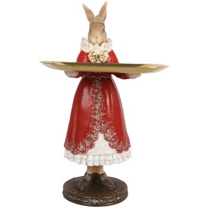 Clayre & Eef 6PR5359 Dekoration Kaninchen mit Schale...