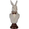 Clayre & Eef 6PR5361 Dekoration Büste Kaninchen Grau Braun 15x13x39 cm