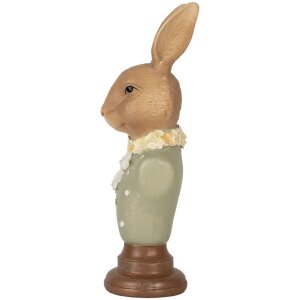 Clayre & Eef 6PR5364 Dekoration Büste Kaninchen Braun Grün 6x5x18 cm Polyresin