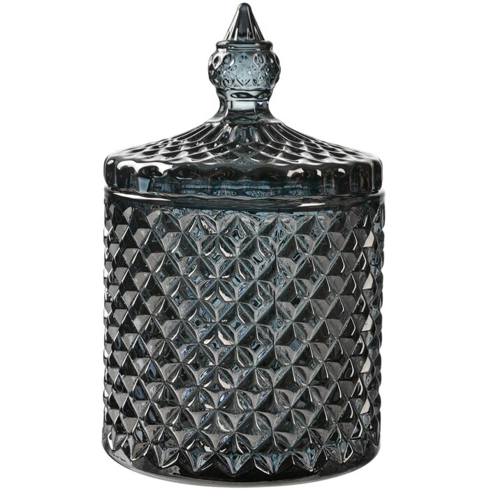 Clayre & Eef 6GL4722 Банка для хранения с крышкой Стекло серое Ø 9x14 см Классика