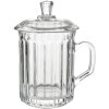 Clayre & Eef 6GL4727 Becher mit Deckel Glas 250 ml geriffelt Transparent