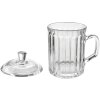 Clayre & Eef 6GL4727 Becher mit Deckel Glas 250 ml geriffelt Transparent