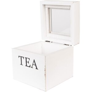 Clayre & Eef 6H2397 Teedose Weiß 12x12x12 cm...