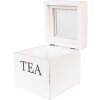 Clayre & Eef 6H2397 Teedose Weiß 12x12x12 cm Landhausstil Holz Glasfenster