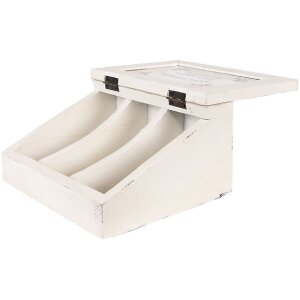 Clayre & Eef 6H2398 Teedose Antikweiß 18x16x9...