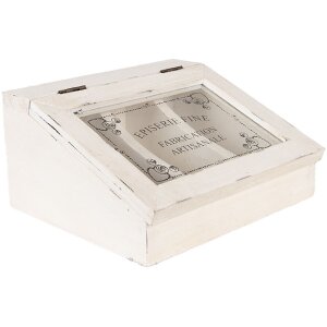 Clayre & Eef 6H2398 Чайница Антик Белый 18x16x9 см с 3 секциями