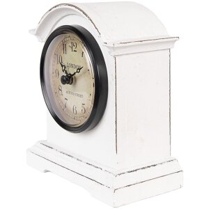 Clayre & Eef 6KL0831 Tischuhr Weiß Braun 13x7x14 cm Glas Holz Landhausstil