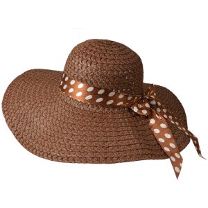 Juleeze JZHA0121 Damenhut Braun 57 cm Stroh mit Punkten...