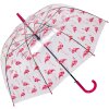 Juleeze JZUM0092 Regenschirm Transparent Flamingo-Design 90cm robust pink Griff