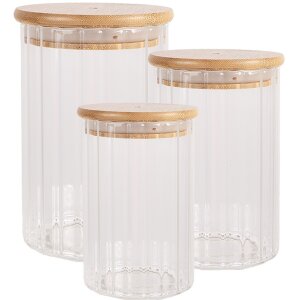 Clayre & Eef 6GL4719M Vorratsglas mit Holzdeckel Transparent Ø 8x13 cm