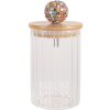 Clayre & Eef 6GL4719M Vorratsglas mit Holzdeckel Transparent Ø 8x13 cm