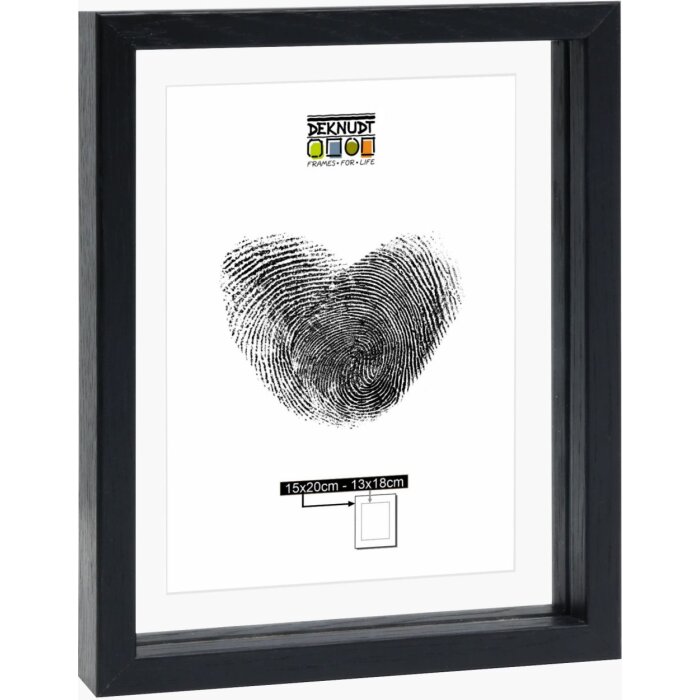 Deknudt Glasrahmen mit Holzkante in Schwarz für schwebenden Effekt 15x20 cm