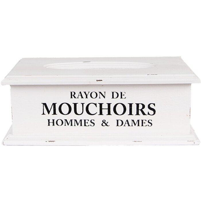 Clayre & Eef 6H2396 Taschentuchbox Weiß Holz 28x16x10 cm Vintage Stil