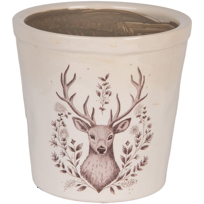 Clayre & Eef 6CEGTW0001L Dekoration Blumentopf Beige Braun Ø 17x16 cm