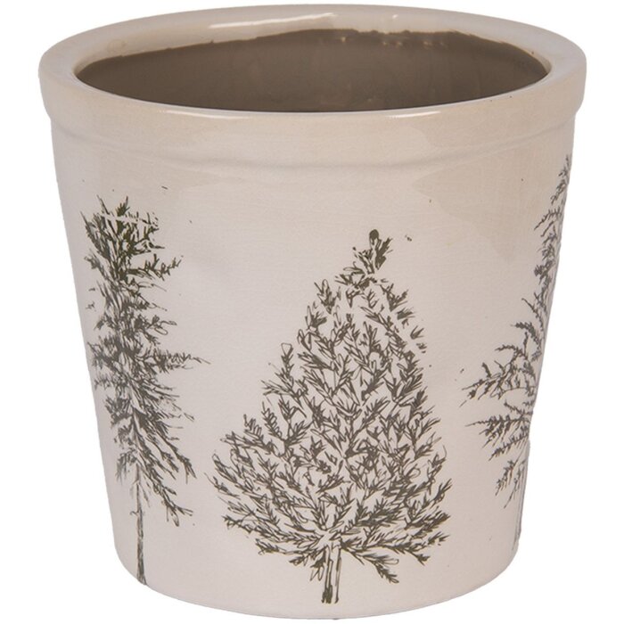 Clayre & Eef 6CENPT0001L Декоративный цветочный горшок бежево-зеленый Ø 17x16 см