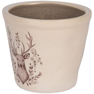 Clayre & Eef Dekorativer Blumentopf mit Hirschmotiv Ø 12x11 cm