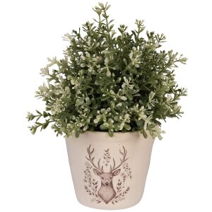 Clayre & Eef Dekorativer Blumentopf mit Hirschmotiv Ø 12x11 cm