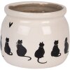 Горшок для цветов Clayre & Eef, кошка, бежевый/черный, Ø12x10 см, керамика, кантри