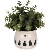 Горшок для цветов Clayre & Eef, кошка, бежевый/черный, Ø12x10 см, керамика, кантри