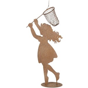 Clayre & Eef Metallfigur Kind mit Kescher Braun...