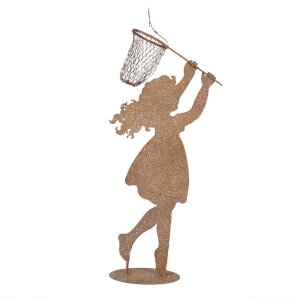 Clayre & Eef Металлическая фигурка "Ребенок с сачком" коричневая 39x13x87 см