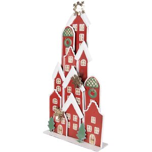 Clayre & Eef 5Y1379 Weihnachtsdeko Häuser Rot...