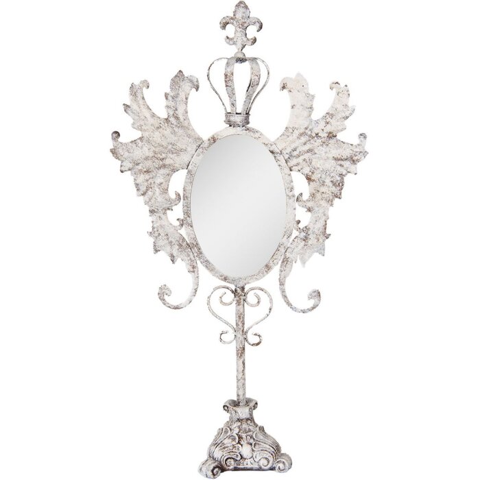 Clayre & Eef 62S331 Tischspiegel Barock Antik-Weiß 37x14x68 cm