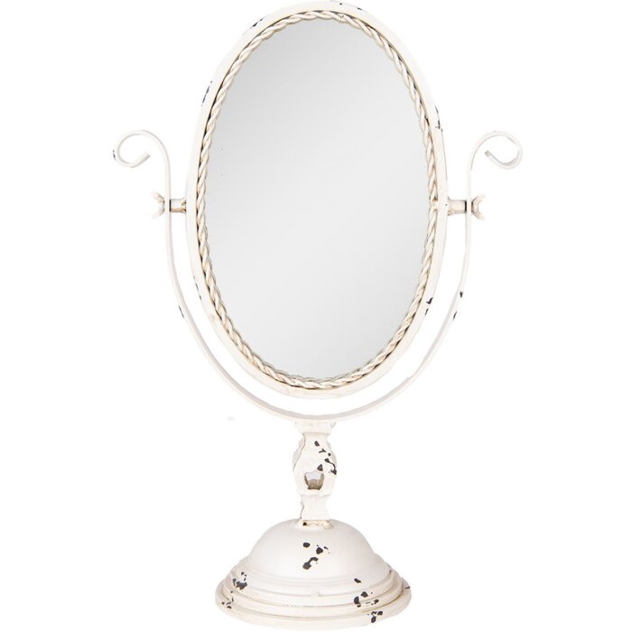 Clayre & Eef 62S330 Tischspiegel Beige Braun 34x16x50 cm Oval Vintage Stil