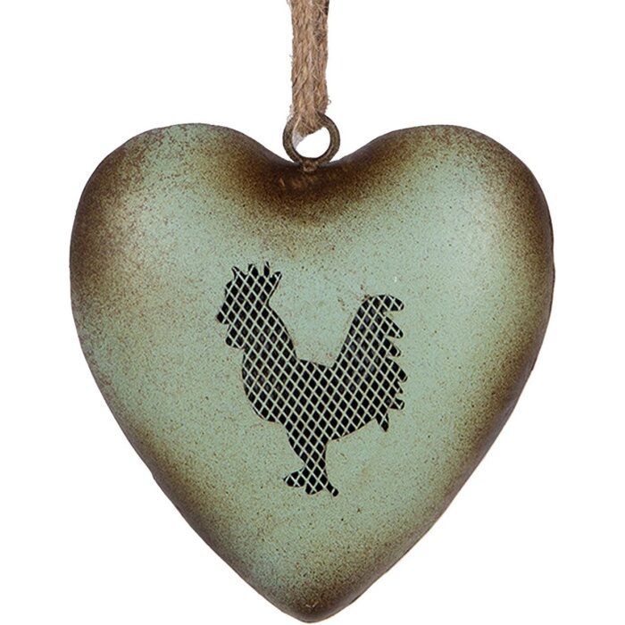 Clayre & Eef Декоративная подвеска Сердце Петух 14x5x14 см