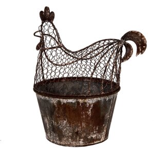 Clayre & Eef Deko Huhn Metall Landhausstil Braun Grau...