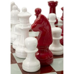 Mauro Ferretti Schachspiel Rot Weiß 61x61x14 cm Polyresin Glas