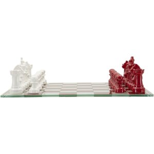 Mauro Ferretti Schachspiel Rot Weiß 61x61x14 cm Polyresin Glas