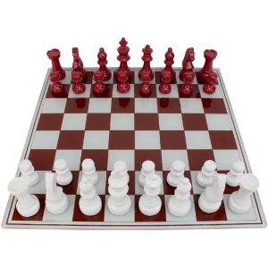 Mauro Ferretti Schachspiel Rot Weiß 61x61x14 cm Polyresin Glas