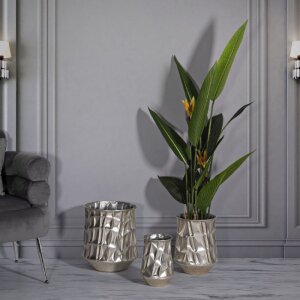 Mauro Ferretti Vasen-Set silber 3-teilig Ø35x38,5 / Ø27,5x33 / Ø18,5x26,5 cm