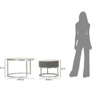 Mauro Ferretti Журнальные столики Greys 2 шт. 70x45 – 50x40 см серые серебристые