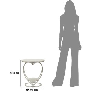 Mauro Ferretti Beistelltisch Herz Ø 40x45,5 cm silber weiß