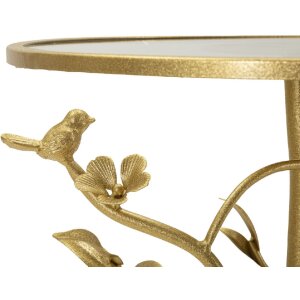 Mauro Ferretti Beistelltisch Vögel Ø38x60cm gold Glas Eisen Aststruktur
