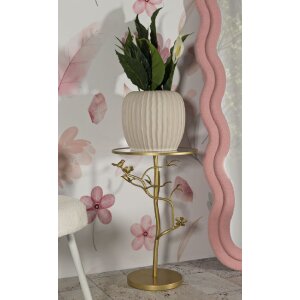 Mauro Ferretti Beistelltisch Vögel Ø38x60cm gold Glas Eisen Aststruktur