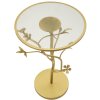 Mauro Ferretti Beistelltisch Vögel Ø38x60cm gold Glas Eisen Aststruktur