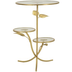 Приставной столик Mauro Ferretti с листом и 3 полками 54x69,5 см золотой