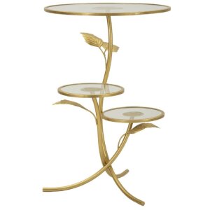 Приставной столик Mauro Ferretti с листом и 3 полками 54x69,5 см золотой