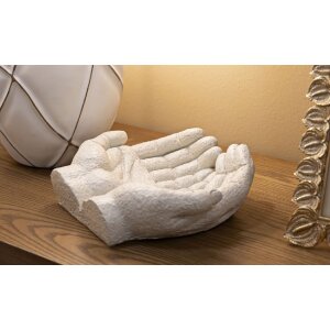 Mauro Ferretti Декоративная чаша Hands Stons 22,7x20x7,3 см кремового цвета