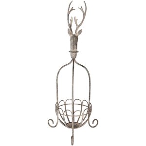 Clayre & Eef Корзина декоративная "Олень", винтажно-серый, 28x28x68 см