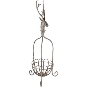Clayre & Eef Корзина декоративная "Олень", винтажно-серый, 28x28x68 см