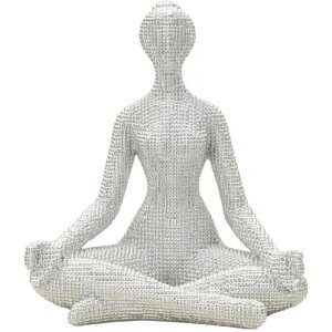 Donnina Yoga Silver Dekorfigur Polyresin Weiß Silber 20,5x15,5x23 cm
