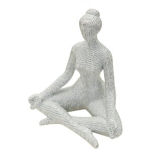 Donnina Yoga Silver Dekorfigur Polyresin Weiß Silber 20,5x15,5x23 cm
